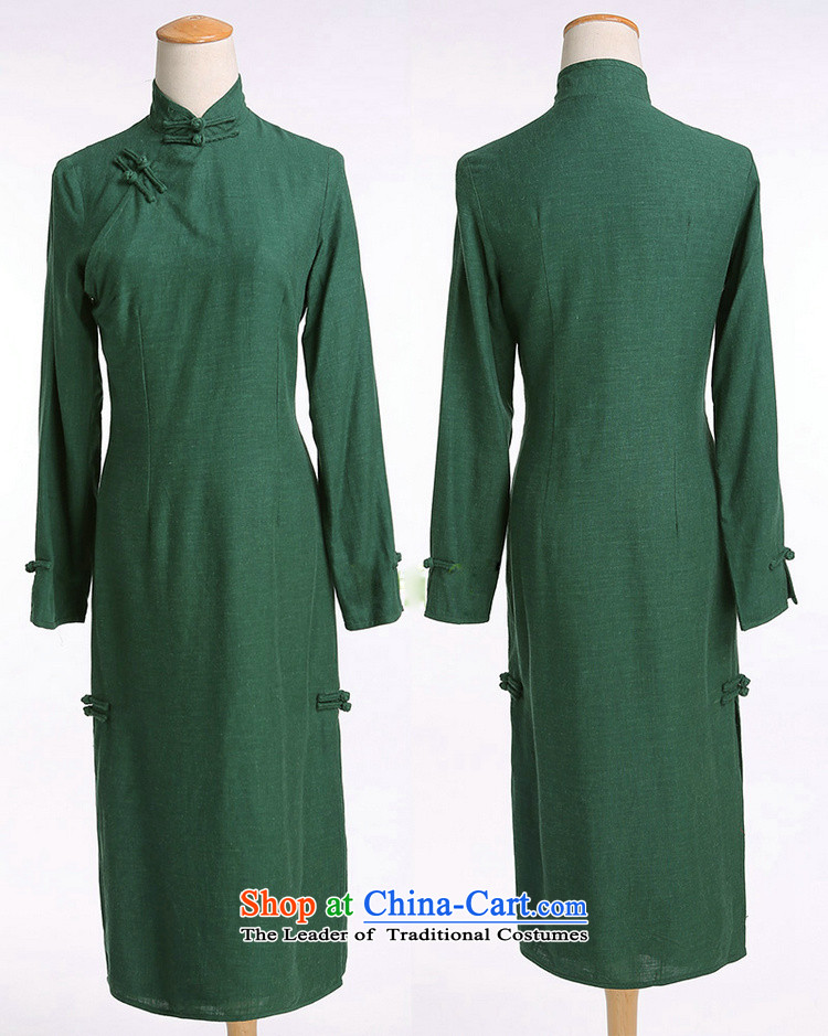 Jie in the spring and summer of female new cheongsam dress retro long cotton linen collar manually upgrading of solid color tie qipao dark green XXL picture, prices, brand platters! The elections are supplied in the national character of distribution, so action, buy now enjoy more preferential! As soon as possible.