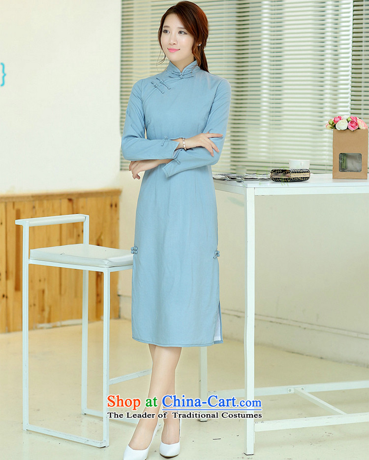 Jie in the spring and summer of female new cheongsam dress retro long cotton linen collar manually upgrading of solid color tie cheongsam dress light purple XXL picture, prices, brand platters! The elections are supplied in the national character of distribution, so action, buy now enjoy more preferential! As soon as possible.