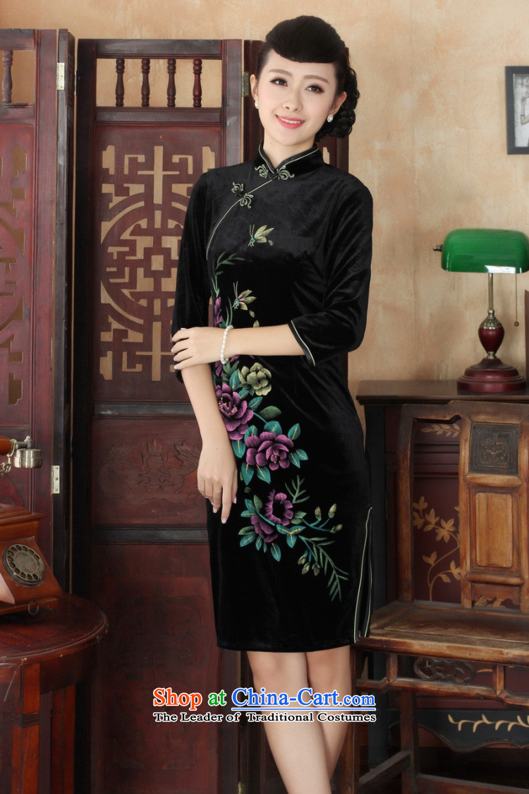 Mrs Ingrid Yeung economy for the new, Overgrown Tomb autumn qipao Tang dynasty women's Mock-neck Stretch Wool embroidery in Kim short-sleeved qipao TD0026 M picture, prices, brand platters! The elections are supplied in the national character of distribution, so action, buy now enjoy more preferential! As soon as possible.