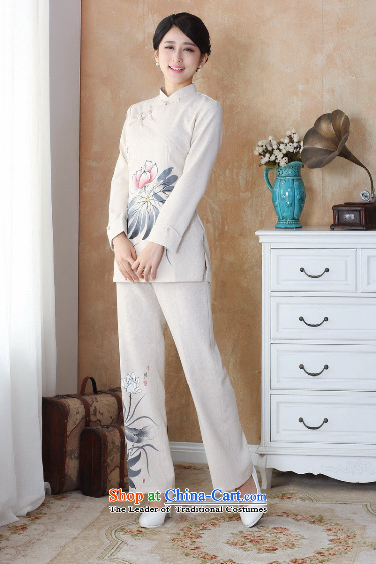 Min. Ms. Joseph older Tang dynasty cotton linen load spring and autumn kit collar hand-painted Tang blouses pants Kit - 1 beige M picture, prices, brand platters! The elections are supplied in the national character of distribution, so action, buy now enjoy more preferential! As soon as possible.