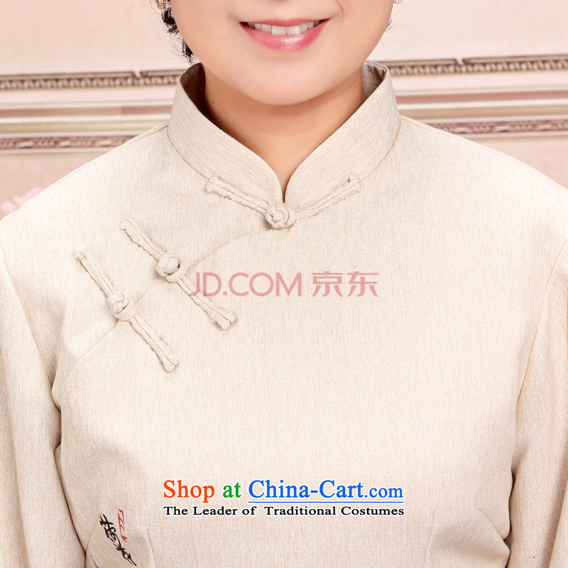 The elderly in the Arthur Min Tang Dynasty Men and Women's jacket spring and fall with couples long-sleeved shirt cotton linen pants Kit, M White Kit XXL, Min Joseph shopping on the Internet has been pressed.