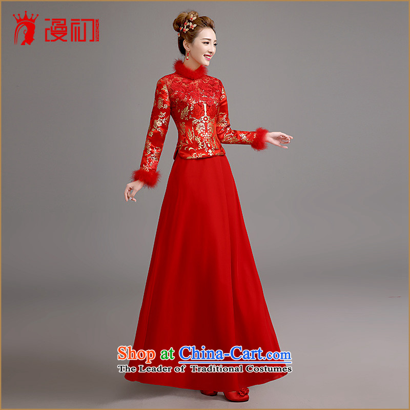 In the early 2015 new man cheongsam dress retro improved qipao Lace Embroidery Sau San bows cheongsam dress winter brides of thick XL code, spilling the early shopping on the Internet has been pressed.