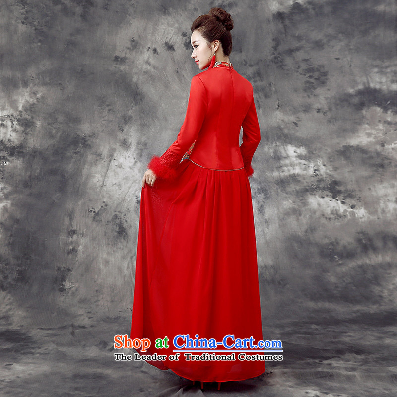 The leading edge of the days of the wedding dresses 2015 new marriages bows improved kit plus cotton qipao Fall/Winter Collections 867 red XXXL 2.4 feet waistline, the dream of the day the , , , shopping on the Internet