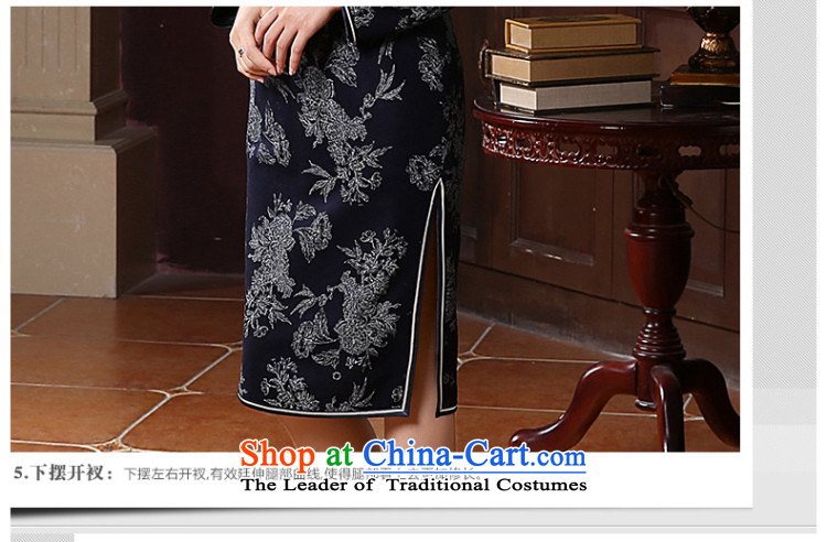 [Sau Kwun tong] the Syngman winter clothing long-sleeved qipao 2014 new fleece long skirt QC41037 qipao retro dark blue XXXL picture, prices, brand platters! The elections are supplied in the national character of distribution, so action, buy now enjoy more preferential! As soon as possible.