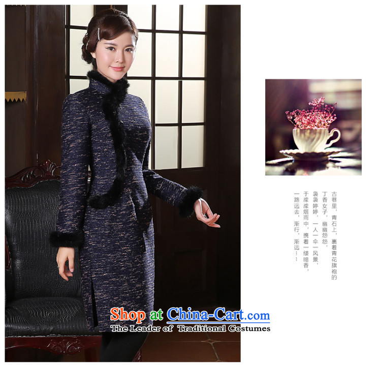 [Sau Kwun Tong] winter fun blended wool? long-sleeved qipao Fall/Winter Collections 2014 new gross for cheongsam dress QC41024 Blue M picture, prices, brand platters! The elections are supplied in the national character of distribution, so action, buy now enjoy more preferential! As soon as possible.
