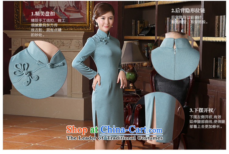 [Sau Kwun Tong Ching Yi] 2015 Fall/Winter Collections of new long-sleeved qipao retro look in pure color long QC41033 blue S picture, prices, brand platters! The elections are supplied in the national character of distribution, so action, buy now enjoy more preferential! As soon as possible.