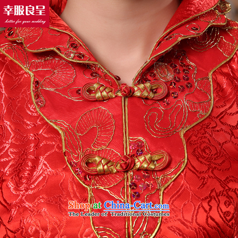 The privilege of serving-leung 2015 new autumn and winter red Chinese bride wedding dress wedding dress long-sleeved qipao bows services for long winter dress 7XL, honor services-leung , , , shopping on the Internet