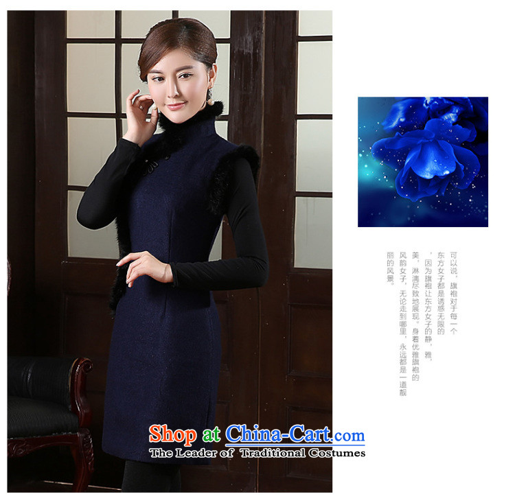 [Sau Kwun Tong] Blue Ngan winter clothing gross? 2015 new qipao rabbit hair for improved cheongsam dress QW41032 retro-blue XXL picture, prices, brand platters! The elections are supplied in the national character of distribution, so action, buy now enjoy more preferential! As soon as possible.