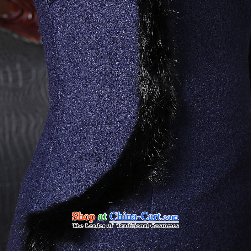 [Sau Kwun Tong] Blue Ngan winter clothing gross? 2015 new qipao rabbit hair for improved cheongsam dress QW41032 retro-blue XXL, Sau Kwun Tong shopping on the Internet has been pressed.