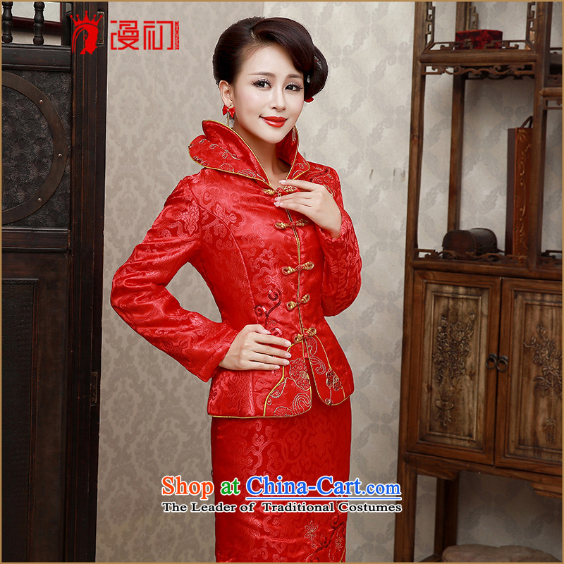 At the beginning of the New Year 2015 diffuse bride qipao retro bows cheongsam dress Sau San winter thick winter of Qipao video thin warm winter cheongsam RED M early man , , , shopping on the Internet