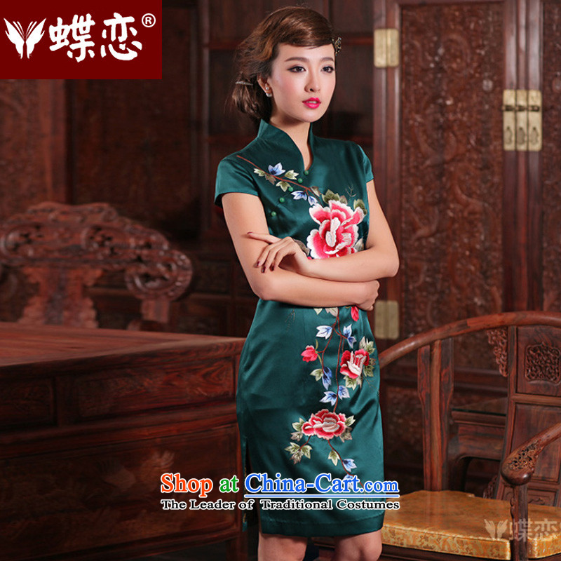 The Butterfly Lovers 2015 Summer new daily leisure qipao ethnic embroidery heavyweight Silk Cheongsam 49127 M Butterfly Lovers as shown in Figure , , , shopping on the Internet