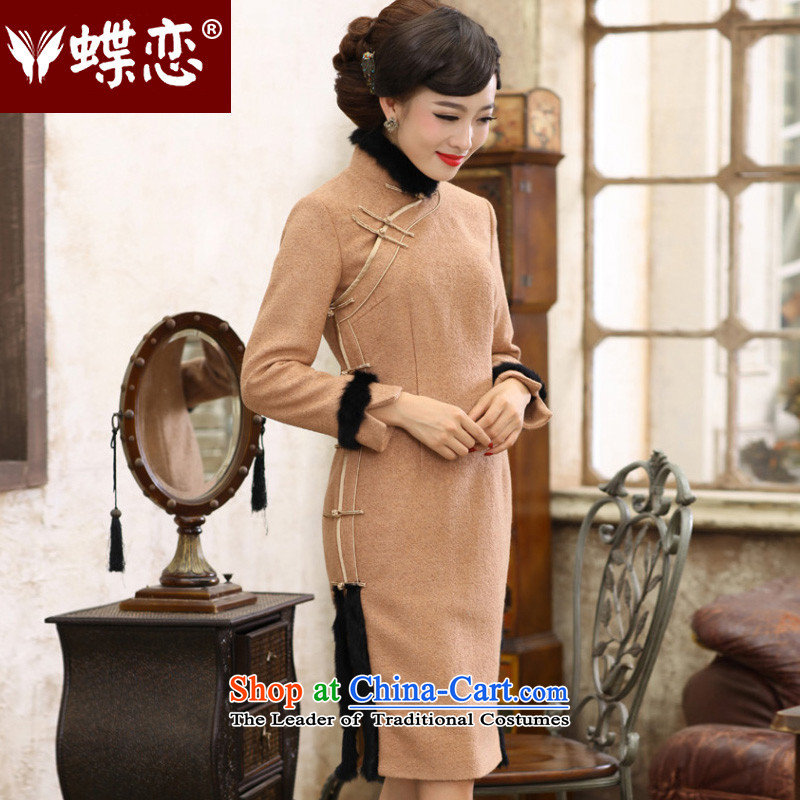 The Butterfly Lovers autumn 2015 new stylish improved wool cheongsam dress retro long-sleeved daily? 49140 qipao gross figure XXL, Butterfly Lovers , , , shopping on the Internet