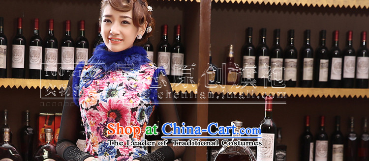 Land 2014 New Morning autumn and winter qipao Stylish retro folder daily improved cheongsam dress cotton rabbit hair collar short of purple M picture, prices, brand platters! The elections are supplied in the national character of distribution, so action, buy now enjoy more preferential! As soon as possible.