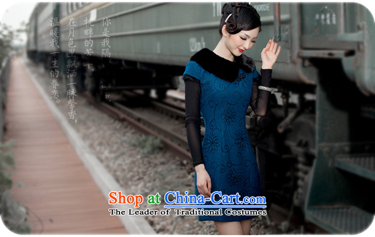 New Women's dresses warm winter clothing short stylish upmarket wool so Sau San embroidery cheongsam dress 3103 3103 Deep Violet XL Photo, prices, brand platters! The elections are supplied in the national character of distribution, so action, buy now enjoy more preferential! As soon as possible.