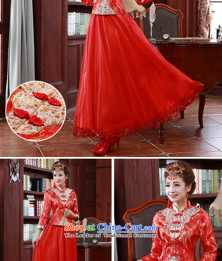 The privilege of serving-leung 2015 Fall/Winter Collections new bride wedding dress Chinese wedding dress long-sleeved qipao skirt bows Services folder, cotton winter M picture, prices, brand platters! The elections are supplied in the national character of distribution, so action, buy now enjoy more preferential! As soon as possible.