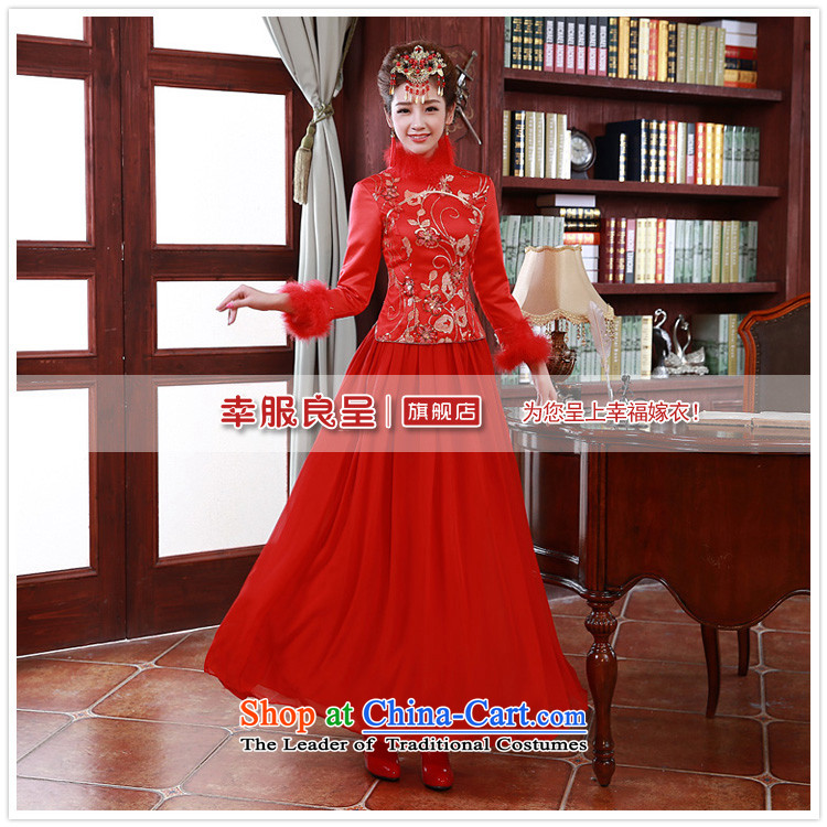 The privilege of serving-leung 2015 Fall/Winter Collections new bride bows service wedding dress Chinese long-sleeved plus cotton red qipao and price, Photo 2XL brand platters! The elections are supplied in the national character of distribution, so action, buy now enjoy more preferential! As soon as possible.