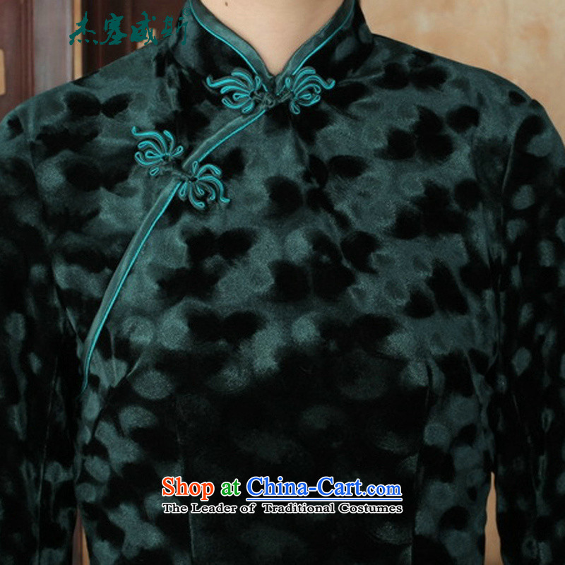 In the new kit, Tang dynasty ethnic Mock-neck manually detained women's gold velour Sau San cheongsam dress green XL, Cheng Kejie, the , , , shopping on the Internet