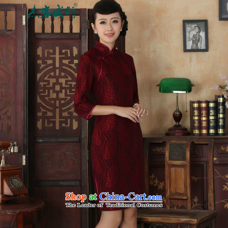 In the new kit, ethnic women lace gold velour collar manually disc detained Sau San Tong replacing cheongsam dress female figure in Jericho, XXL, shopping on the Internet has been pressed.
