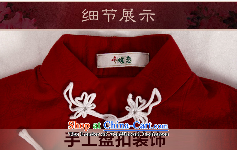Butterfly Lovers 2015 Autumn new long-sleeved short, cotton, improved long-sleeved shirt qipao Tang dynasty shining red XL Photo, prices, brand platters! The elections are supplied in the national character of distribution, so action, buy now enjoy more preferential! As soon as possible.