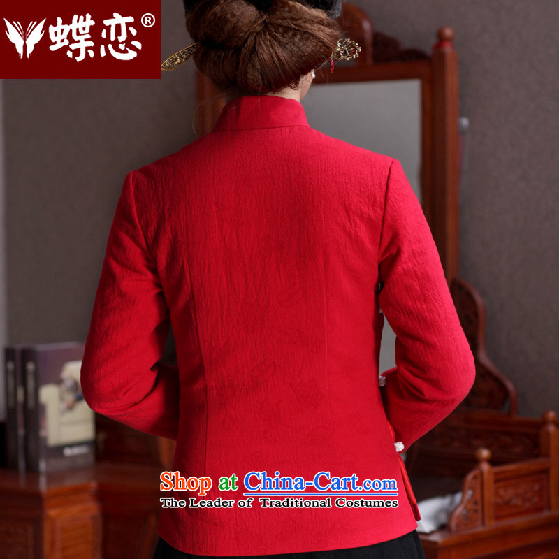 Butterfly Lovers 2015 Autumn new long-sleeved short, cotton, improved long-sleeved shirt qipao Tang dynasty shining red XL, Butterfly Lovers , , , shopping on the Internet