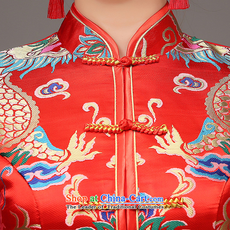 The HIV qipao 2015 Spring, marriages red bows to the dragon embroidery cheongsam services 7 Cuff Chinese Dress Q0037 retro XXL, HIV Miele shopping on the Internet has been pressed.