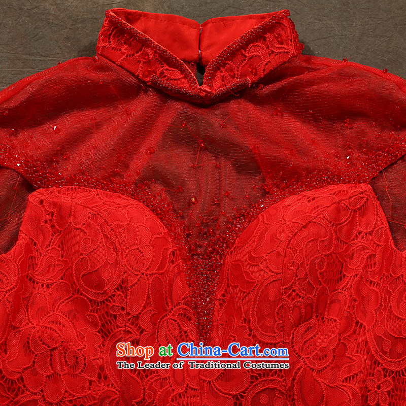 Non-you do not marry 2015 autumn and winter shawl red plus cotton long skirt qipao retro improved bride services Sau San small dresses bows back door onto red marriage , L, non-you do not marry shopping on the Internet has been pressed.