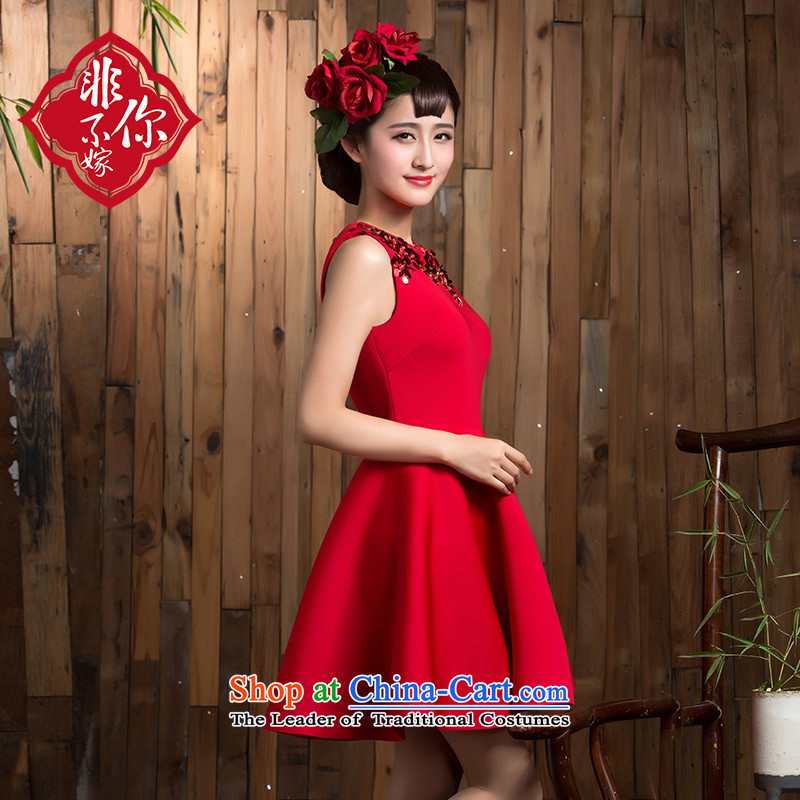 2015 new bows of autumn and winter clothing wedding bride short stylish Sau San Red Dress marriage small red dress 2XL, non-you do not marry shopping on the Internet has been pressed.