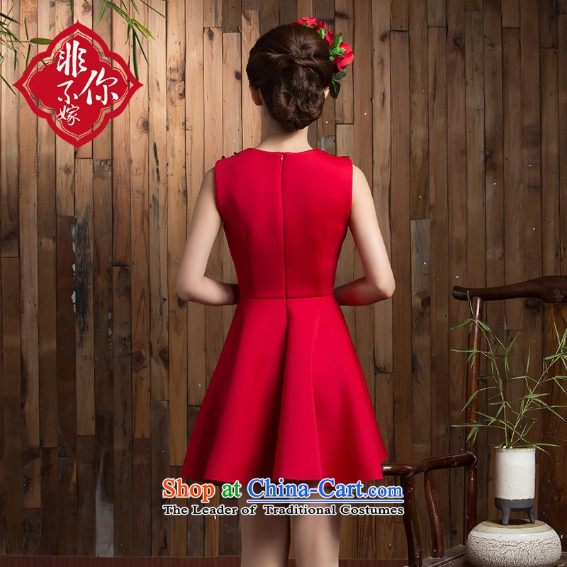 2015 new bows of autumn and winter clothing wedding bride short stylish Sau San Red Dress marriage small red dress 2XL, non-you do not marry shopping on the Internet has been pressed.