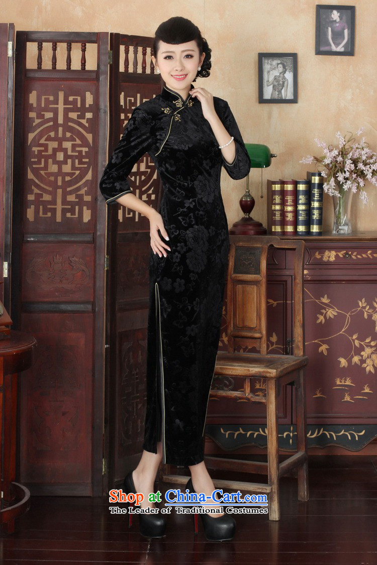 In accordance with the Love l Chinese cheongsam dress improved long skirt superior Stretch Wool collar ramp gold badges of seven cuff qipao -A black XL Photo, prices, brand platters! The elections are supplied in the national character of distribution, so action, buy now enjoy more preferential! As soon as possible.