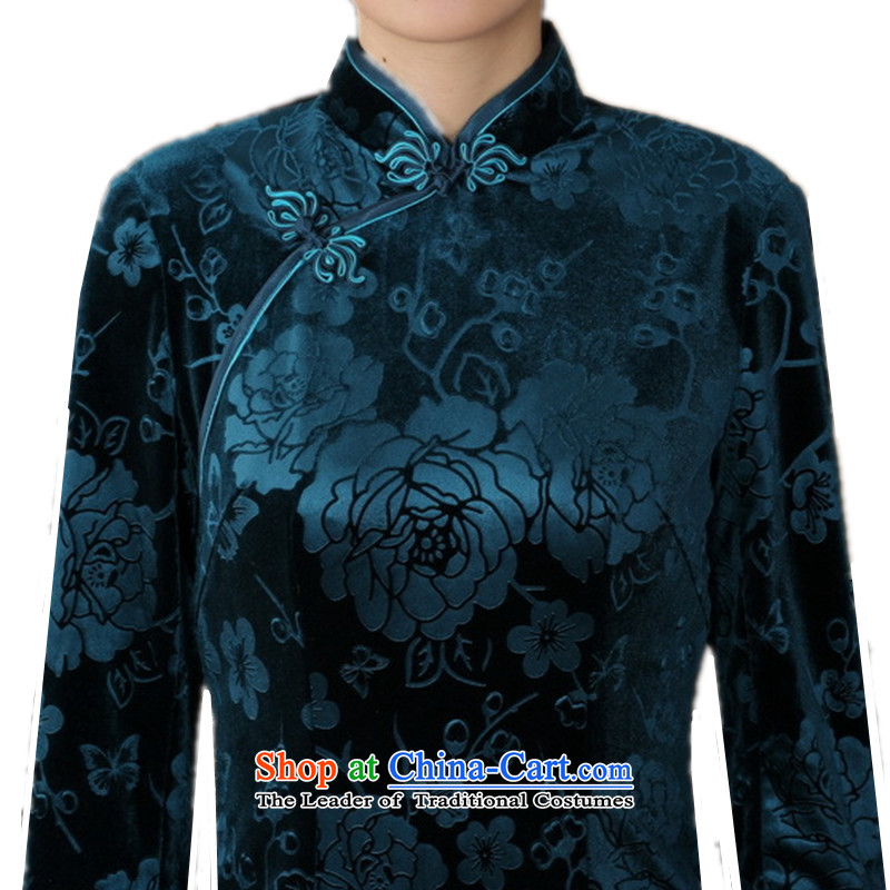 In accordance with the Love l Chinese cheongsam dress improved long skirt superior Stretch Wool collar ramp gold badges of seven qipao -A black XL, cuff to love l , , , shopping on the Internet