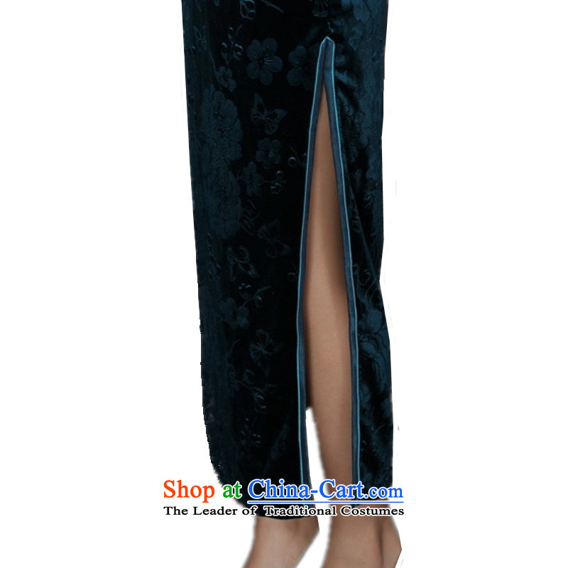 In accordance with the Love l Chinese cheongsam dress improved long skirt superior Stretch Wool collar ramp gold badges of seven qipao -A black XL, cuff to love l , , , shopping on the Internet