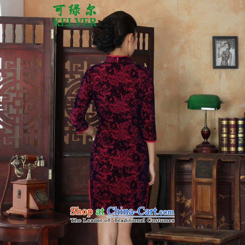 You can install the latest Autumn, green for women Tang Gown cheongsam dress is pressed to collar ethnic Kim scouring pads Sau San 7 cuff qipao better red  green, , , , to 2XL, shopping on the Internet