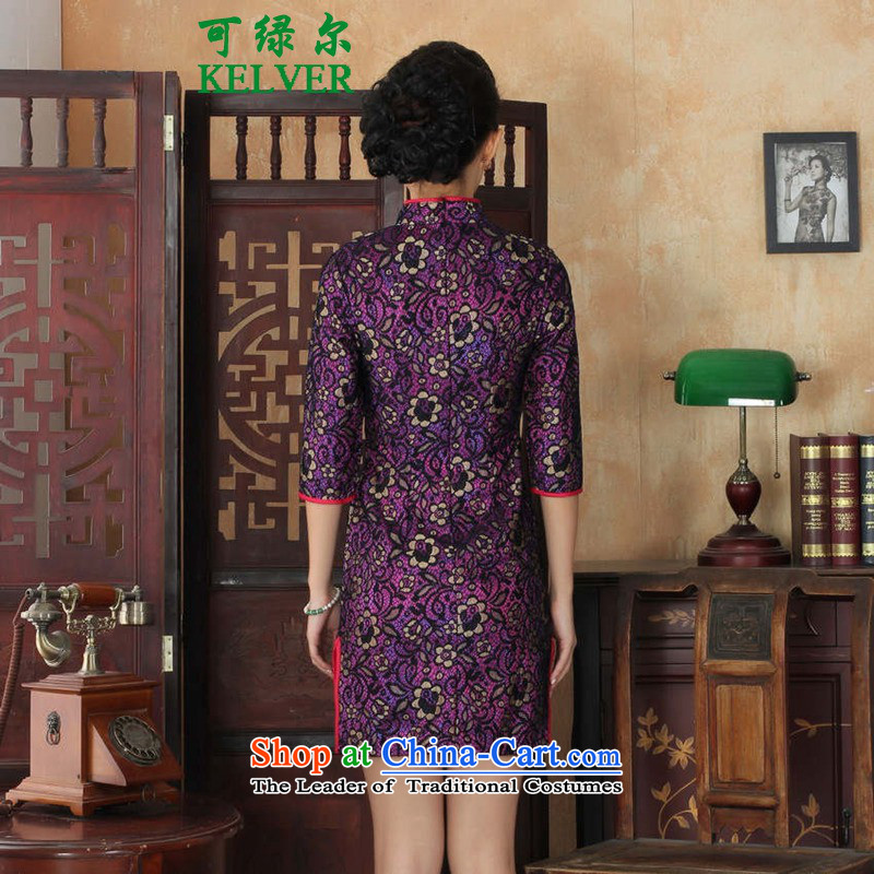 Green, a middle-aged man can fall and winter new products female Tang Gown cheongsam dress improved retro lace cheongsam dress in Sau San cuff color pictures , L, to qipao green, , , , shopping on the Internet