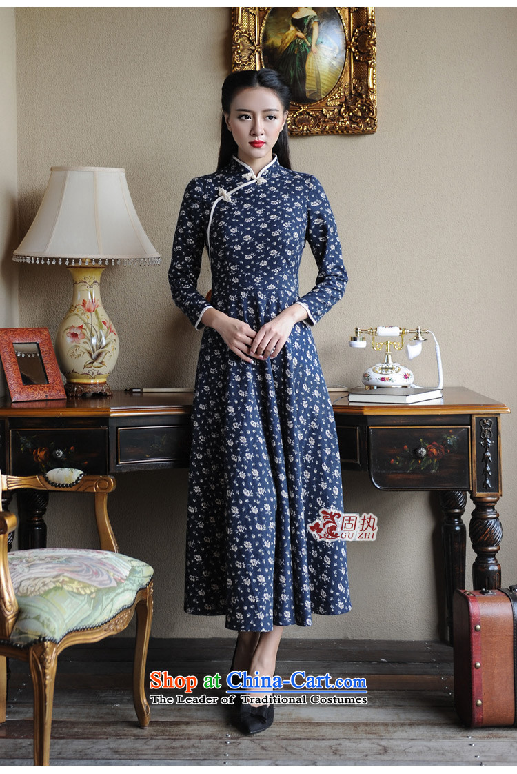 Beijing goods is a new spring and autumn 2015 was long-sleeved retro qipao China wind up the clip Sau San long skirt dark blue S picture, prices, brand platters! The elections are supplied in the national character of distribution, so action, buy now enjoy more preferential! As soon as possible.