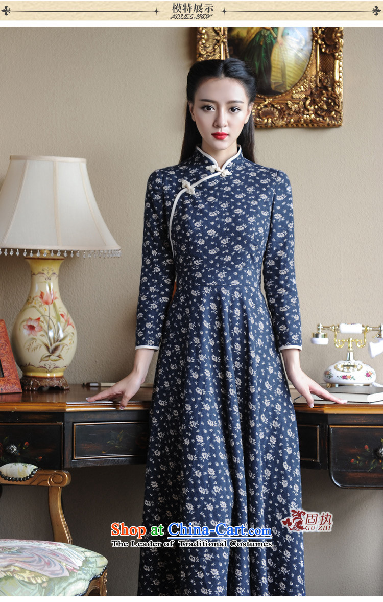 Beijing goods is a new spring and autumn 2015 was long-sleeved retro qipao China wind up the clip Sau San long skirt dark blue S picture, prices, brand platters! The elections are supplied in the national character of distribution, so action, buy now enjoy more preferential! As soon as possible.