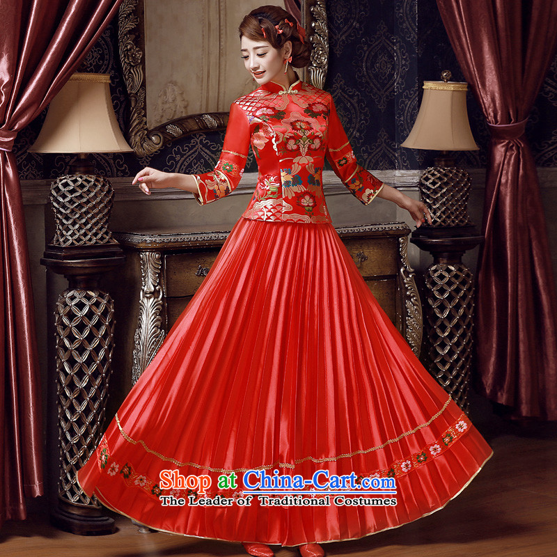 The privilege of serving-leung of autumn and winter 2015 new bride of Chinese boxed wedding dress red bows services wedding dress qipao red , L, a service-leung , , , shopping on the Internet