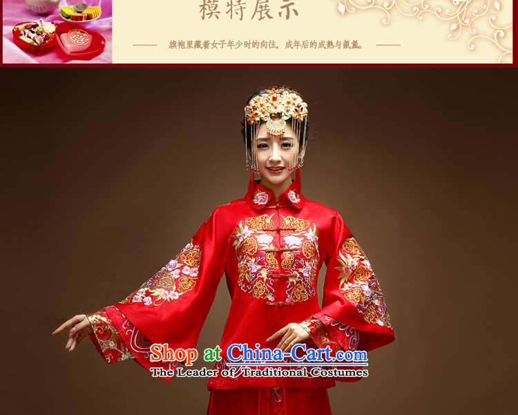 The privilege of serving-leung Chinese wedding gown bride wedding dress 2015 Fall/Winter Collections of new long-sleeved and bows to show Groups qipao Red 2XL to serve 15 day shipping picture, prices, brand platters! The elections are supplied in the national character of distribution, so action, buy now enjoy more preferential! As soon as possible.