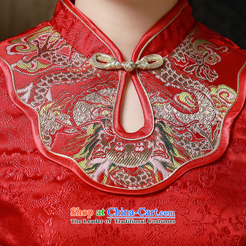 The privilege of serving-leung 2015 Fall/Winter Collections New Red Chinese wedding dress long-sleeved qipao Bridal Services Red 2XL, bows of service-leung , , , shopping on the Internet