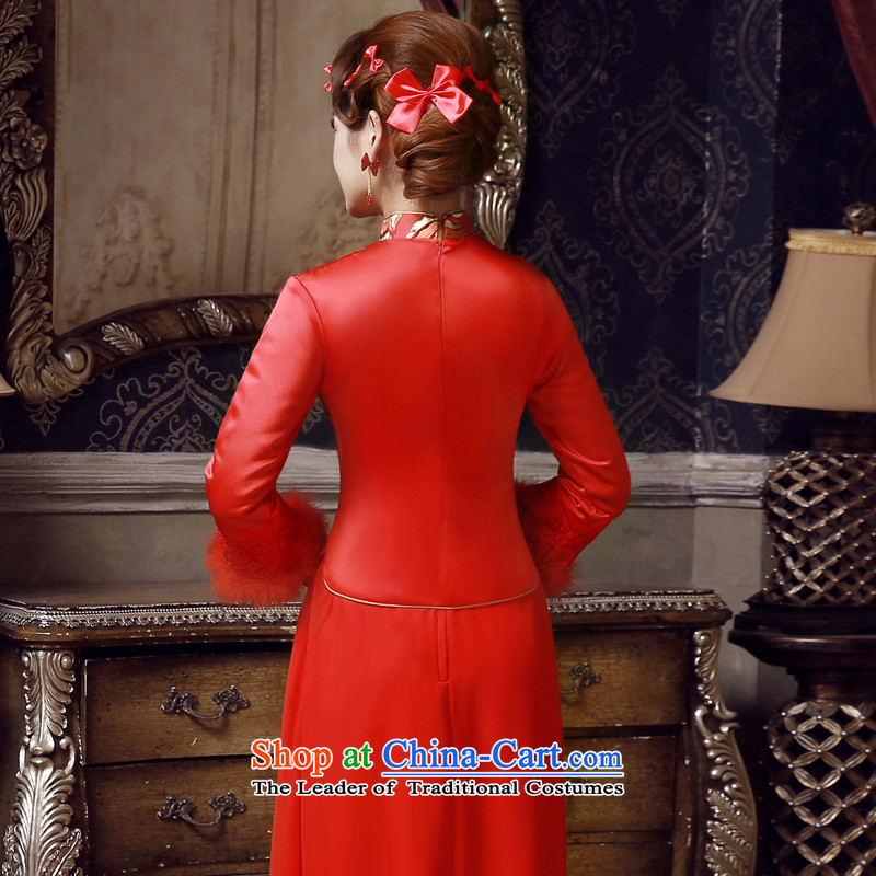 The privilege of serving-leung 2015 Spring Summer Wedding Dress Chinese long-sleeved bows service bridal dresses red 2XL, red honor services-leung , , , shopping on the Internet