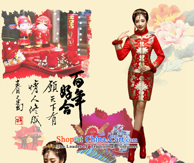 The privilege of serving-Leung of the 2014 Winter winter clothing new bride wedding dress Chinese wedding dress long-sleeved clothing cotton red qipao bows 2XL Photo, prices, brand platters! The elections are supplied in the national character of distribution, so action, buy now enjoy more preferential! As soon as possible.