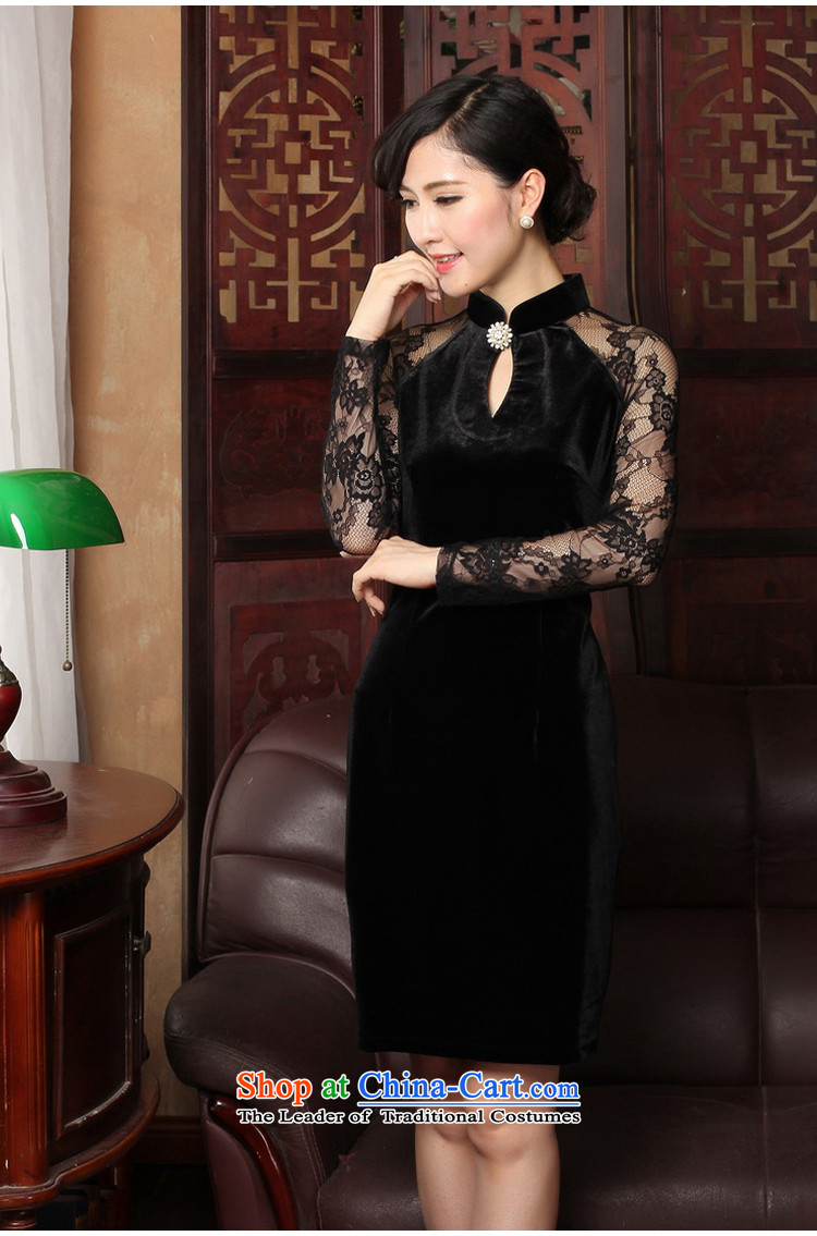 The cross-sa 2015 Spring and Autumn long-sleeved new aristocratic cheongsam dress retro lace stitching improved cheongsam dress Y3319D XL Photo, prices, brand platters! The elections are supplied in the national character of distribution, so action, buy now enjoy more preferential! As soon as possible.