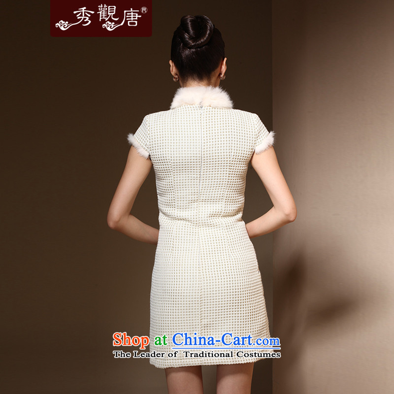 Sau Kwun Tong Winter Love qipao new 2015 winter clothes for day-to-retro embroidery gross cotton qipao QM3913 folder m White XL, Sau Kwun Tong shopping on the Internet has been pressed.