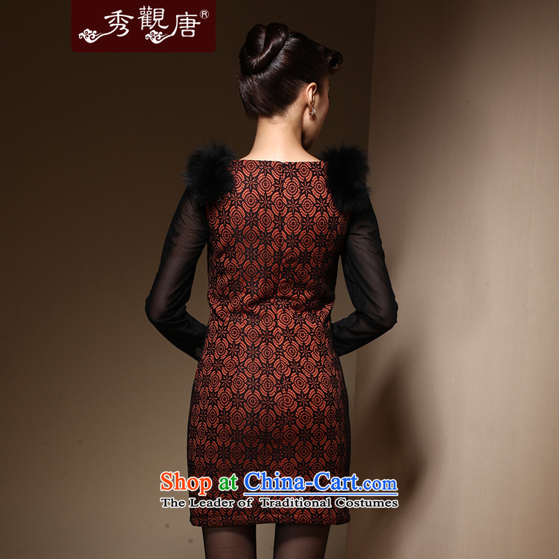 Sau Kwun Tong Fire winter cotton robes for winter 2014 Ms. Chinese improved stylish clip cotton dress QM3916 ORANGE XL, Sau Kwun Tong shopping on the Internet has been pressed.