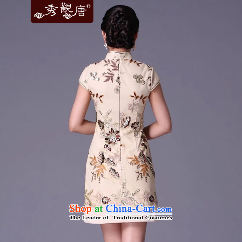 Sau Kwun Tong spend of thick 2014 new winter clothing cheongsam dress and the relatively short time, the improvement of nostalgia G99215 qipao m White XL, Sau Kwun Tong shopping on the Internet has been pressed.