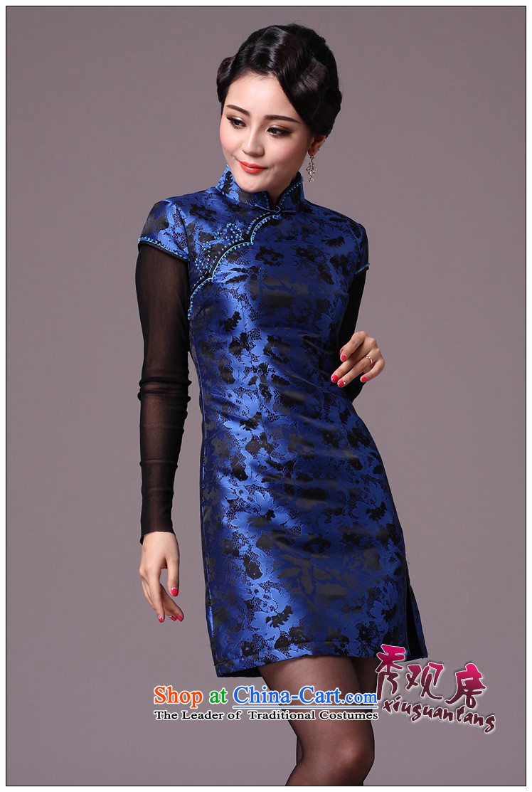 Sau Kwun Tong Blue Night Heung-winter folder/winter cotton qipao 2015 new improved cheongsam dress retro G97129 BLUE L picture, prices, brand platters! The elections are supplied in the national character of distribution, so action, buy now enjoy more preferential! As soon as possible.