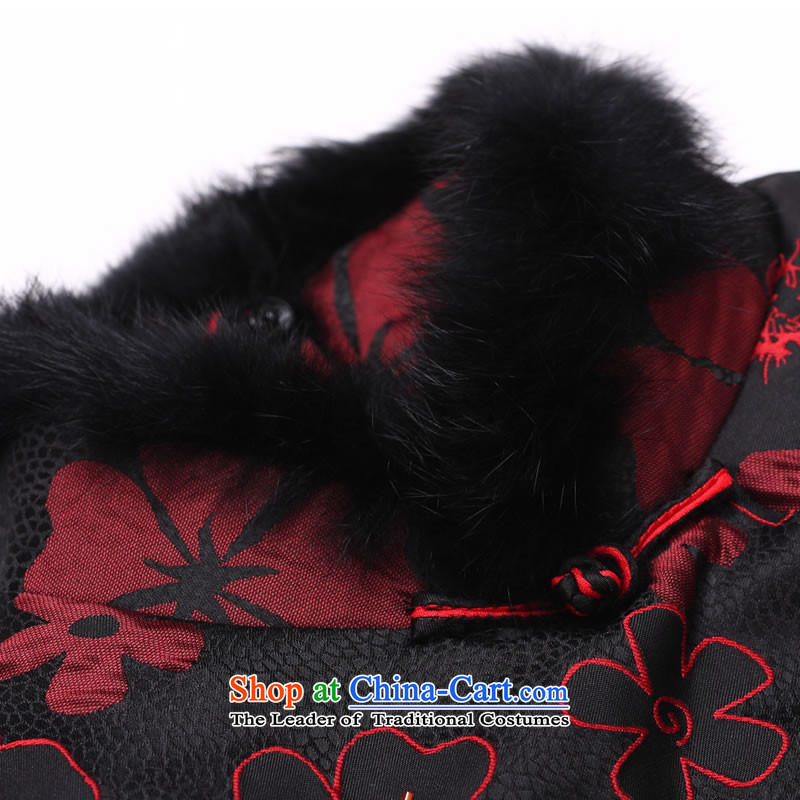 Sau Kwun Tong also improved stylish spend a qipao 2015 winter clothing new rabbit hair clip cotton dress G99212 dark red XXL, Sau Kwun Tong shopping on the Internet has been pressed.