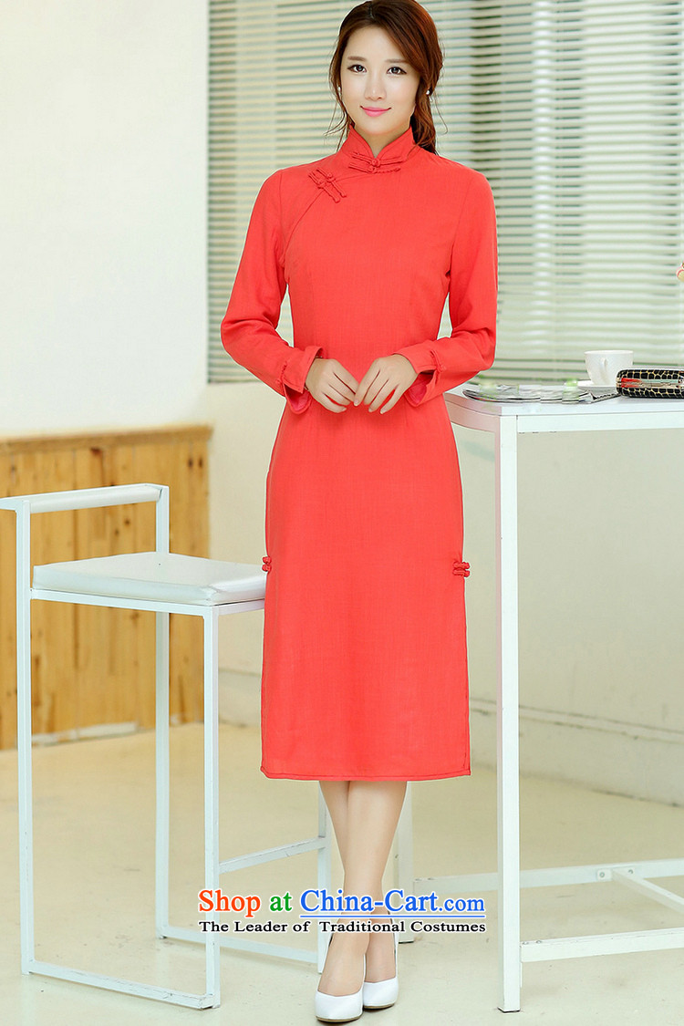 Jie in the spring and summer female retro elegant long cotton linen collar manually detained improved long-sleeved pure colors with dark green XL pictures, qipao price, brand platters! The elections are supplied in the national character of distribution, so action, buy now enjoy more preferential! As soon as possible.