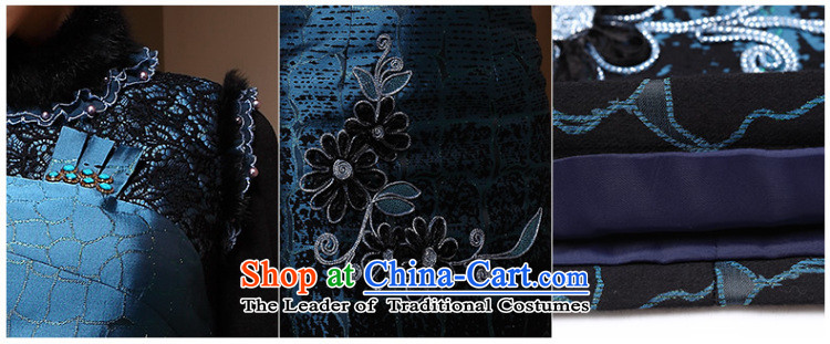 Sau Kwun Tong winter flower lovers Chinese qipao stylish gross cotton folder for the new 2014 winter embroidery Sau San dresses QM3915 DARK BLUE XL Photo, prices, brand platters! The elections are supplied in the national character of distribution, so action, buy now enjoy more preferential! As soon as possible.