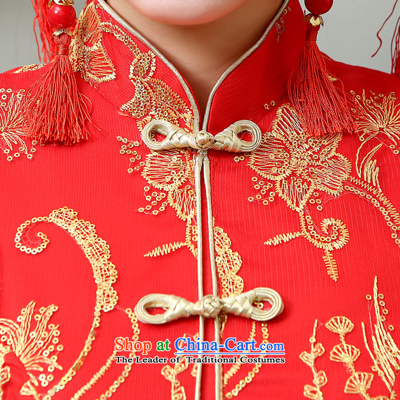 Rain-sang yi 2015 new marriage wedding dresses qipao Chinese wedding bridal dresses hotel long-sleeved long red winter women cheongsam QP567 RED S, rain is yi , , , shopping on the Internet