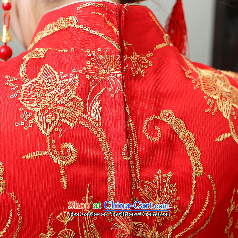 Rain-sang yi 2015 new marriage wedding dresses qipao Chinese wedding bridal dresses hotel long-sleeved long red winter women cheongsam QP567 RED S, rain is yi , , , shopping on the Internet